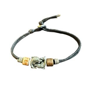 Y2K VTG Freestyle USA Dolphin Cord Bracelet Black Adjustable Surf Beach Jewelry